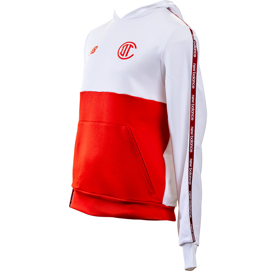 Training Hoodie Deportivo Toluca blanco y rojo, WHITE / BLACK, large