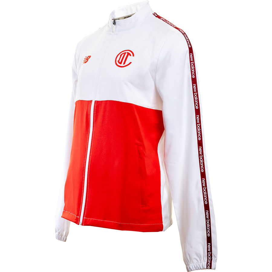 Chamarra Deportivo Toluca Training Knitted full blanco y rojo, WHITE / BLACK, large