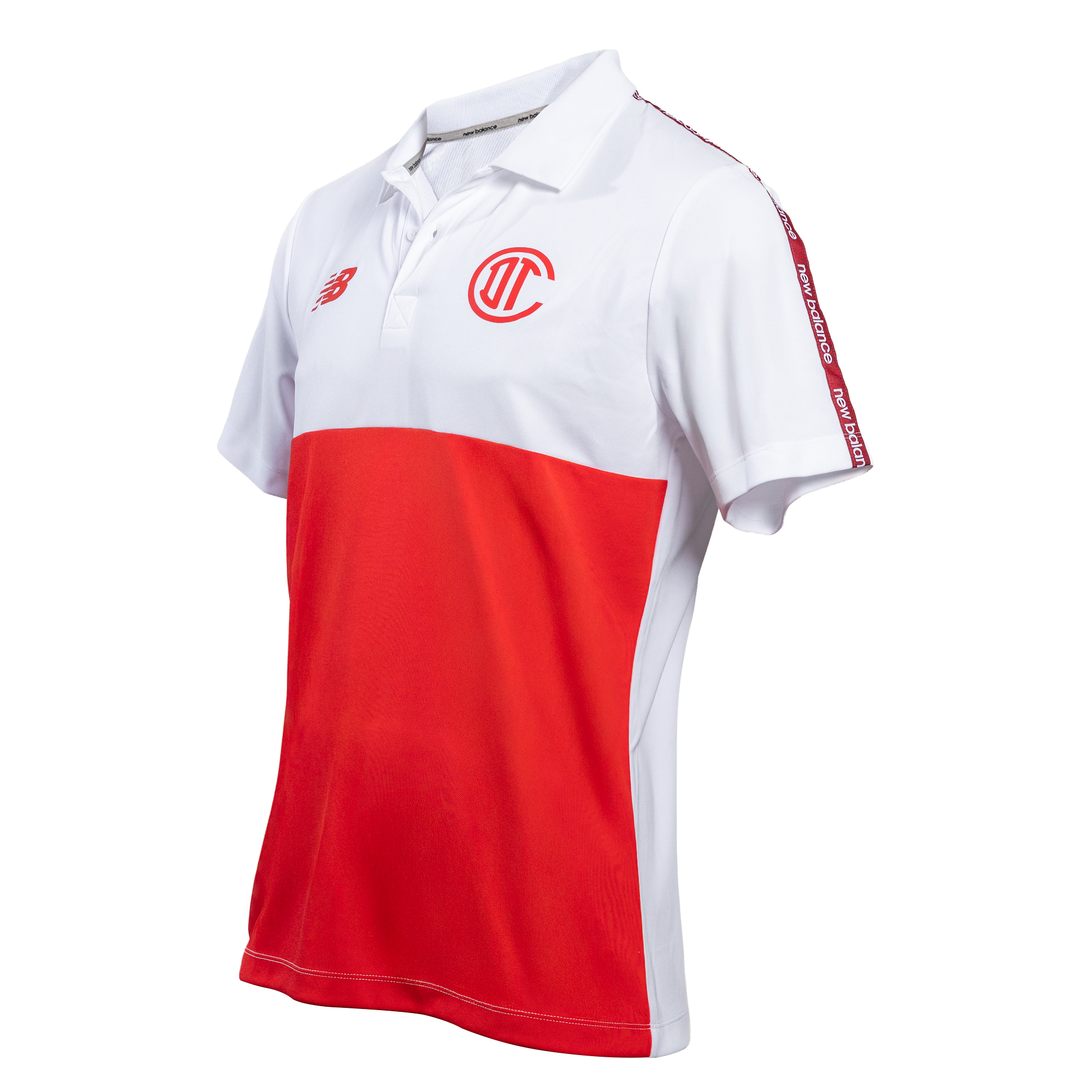 Training Polo hombre Deportivo Toluca blanco y rojo, WHITE / BLACK, large