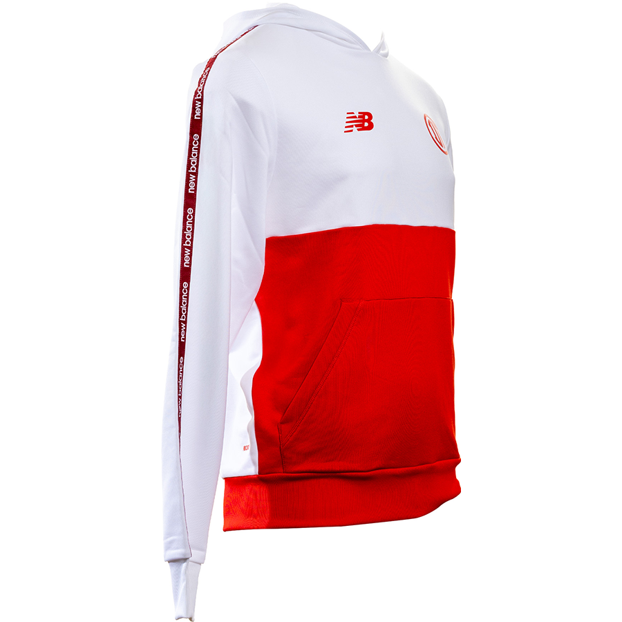 Training Hoodie Deportivo Toluca blanco y rojo, WHITE / BLACK, large